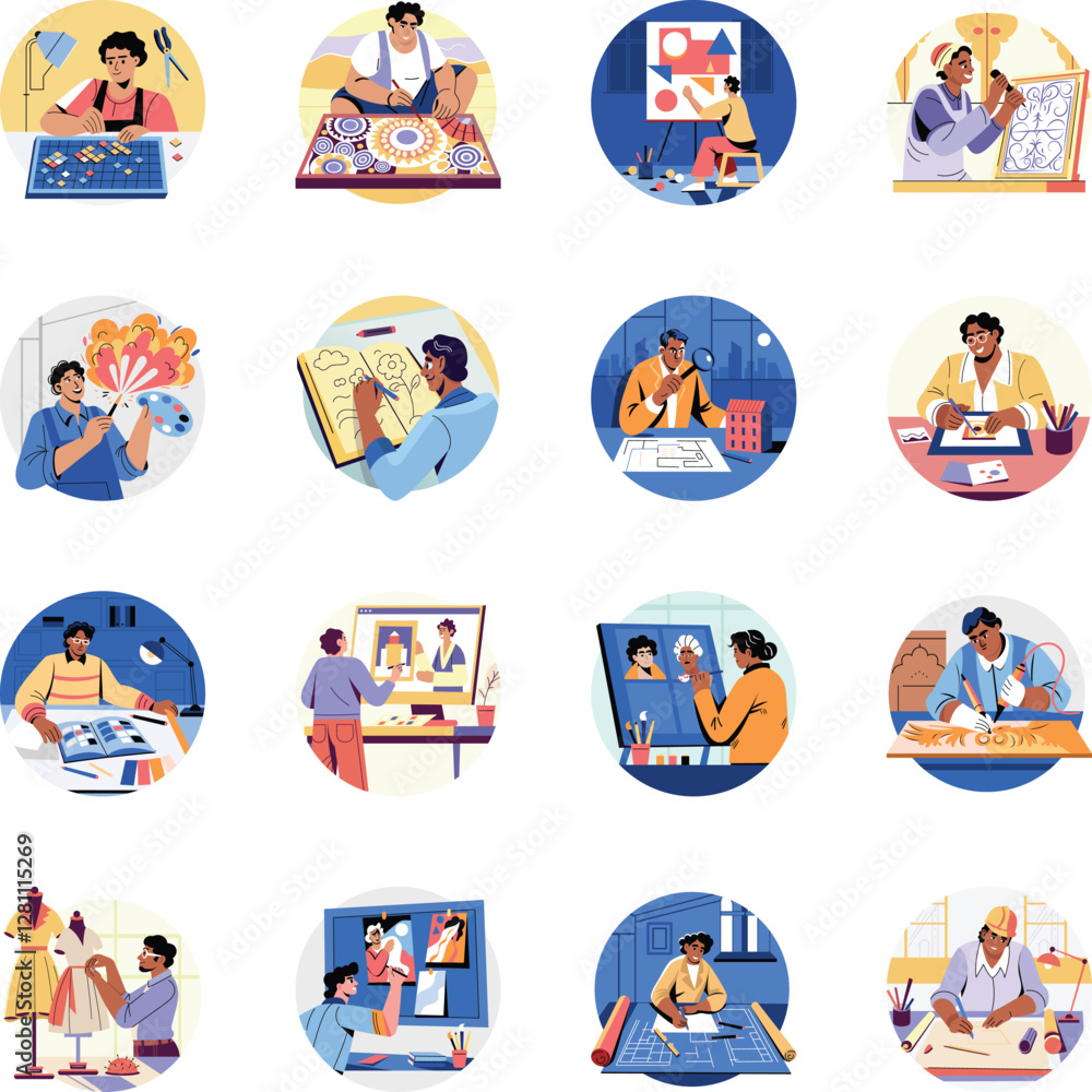 Fototapeta premium Collection of Flat Creative Design Illustrations