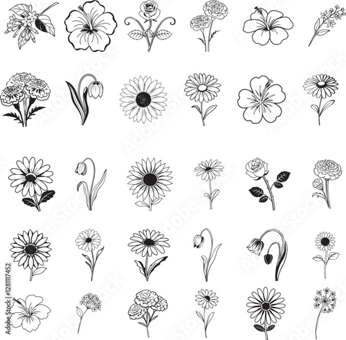 set of flower icons