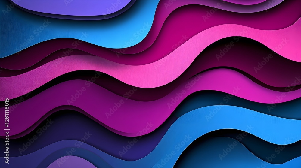 Colorful Wavy Patterns in Blue and Purple Paper Cut Art Illustration Colorful Wavy Patterns in Blue and Purple Paper Cut Art Illustration
