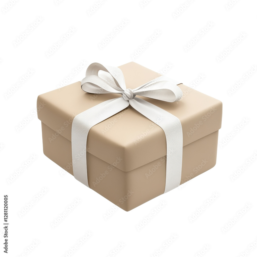 Gift box with white ribbon, white isolate background Gift box with white ribbon, white isolate background