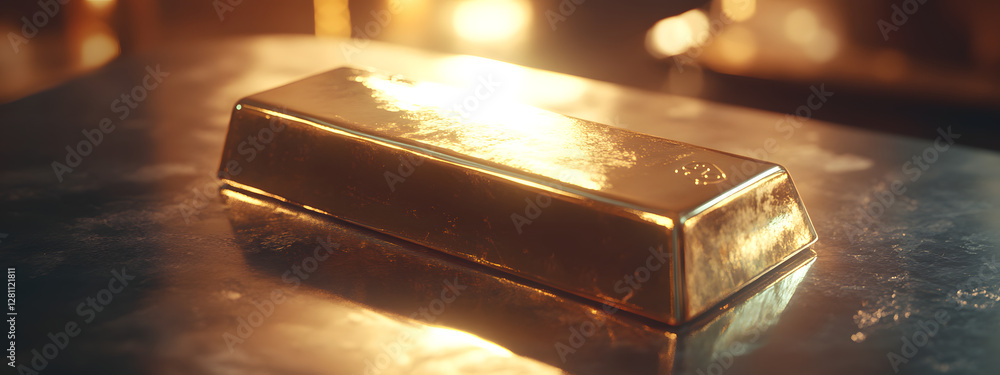 A shiny gold bar is displayed on the table
A shiny gold bar is displayed on the table