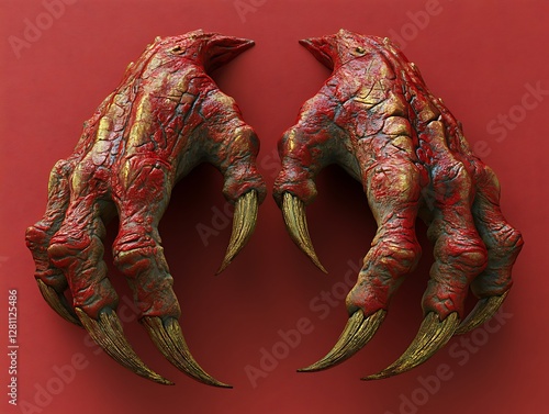 These are large stylized dragon claws with long golden claws