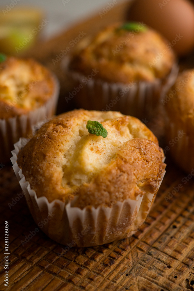 Delicious little cinnamon muffins with fresh apple pieces. Traditional German recipe. Delicious little cinnamon muffins with fresh apple pieces. Traditional German recipe.