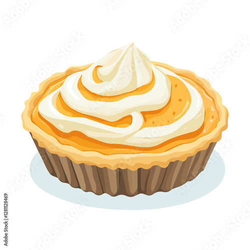 Flat vector pudding pie, minimalist design, isolated on a white background.

