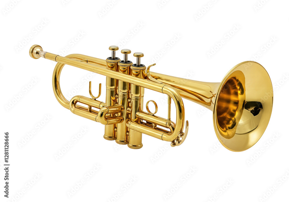 Obraz premium Studio Shot of a Gleaming Golden Trumpet Against Black Backdrop