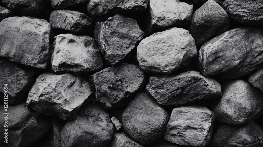 Monochromatic Natural Stone Wall Texture in Close-up View Monochromatic Natural Stone Wall Texture in Close-up View