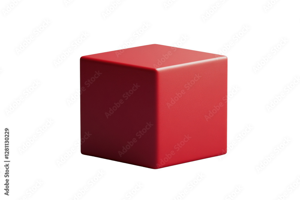Red cube object, white isolate background Red cube object, white isolate background