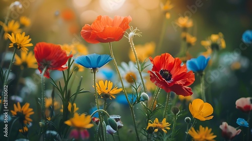 An Image of a Colorful Wildflowers In Meadow