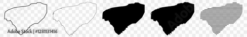 Yucatán Map Black | Mexican State Border | State Country | Transparent Isolated | Variations