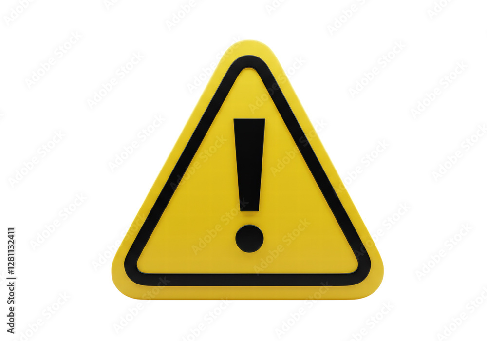 Yellow Warning Sign with Exclamation Point on Black Background Illustration Yellow Warning Sign with Exclamation Point on Black Background Illustration