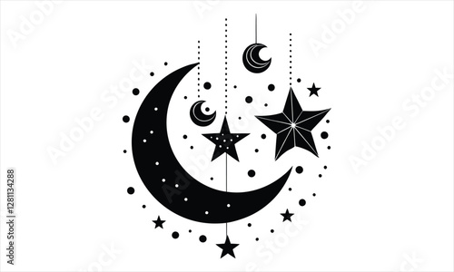 Celestial Moon and Stars