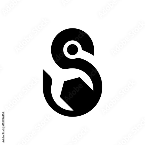 Initial Letter  S combined with  Wrench Modern logo design