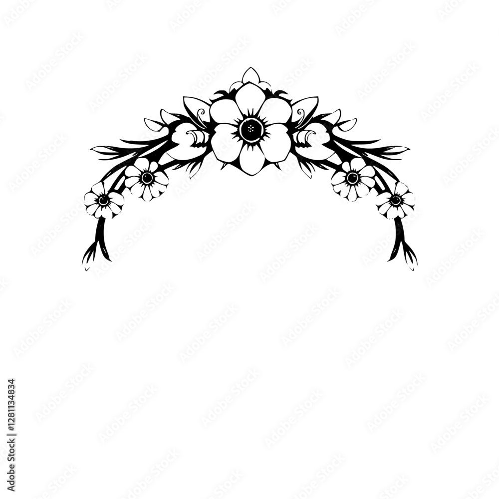 Obraz premium A monochromatic floral arch, displaying a simple and elegant design, black and white.