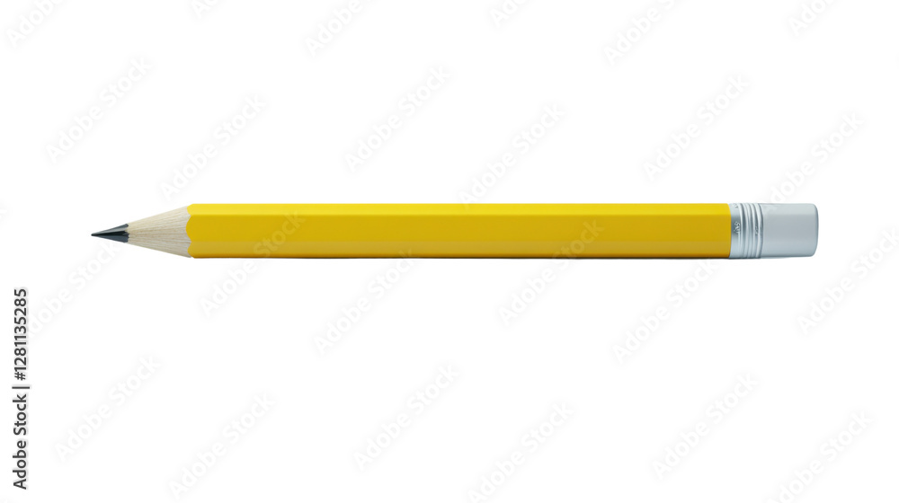 Yellow lead pencil with eraser isolated on white background Yellow lead pencil with eraser isolated on white background