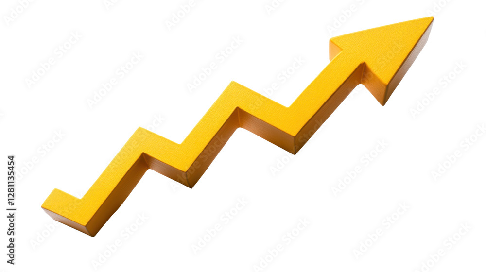 business graph with yellow arrow isolated on white background business graph with yellow arrow isolated on white background