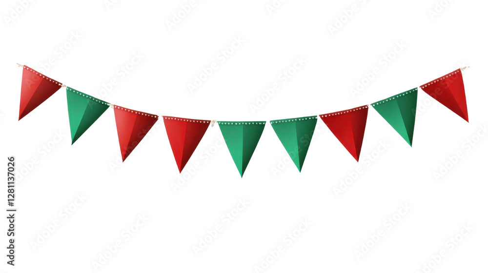 Obraz premium Red and green bunting banner isolated on white background