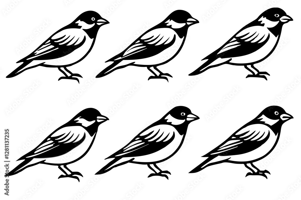 Fototapeta premium Elegant Finch Line Art Vector Collection