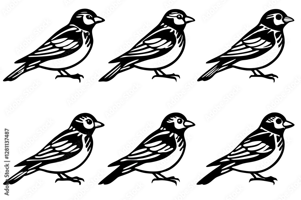 Fototapeta premium Elegant Finch Line Art Vector Collection