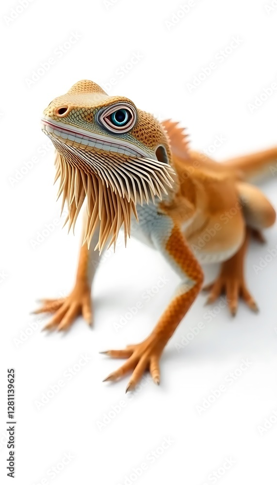 Obraz premium Bearded Dragon Lizzard White Background 