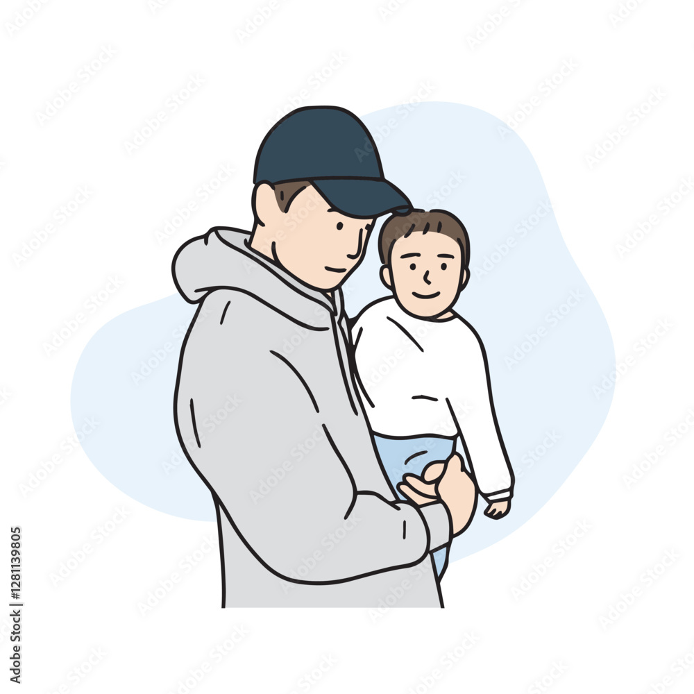 Obraz premium It's an illustration of the father and son's affectionate appearance.