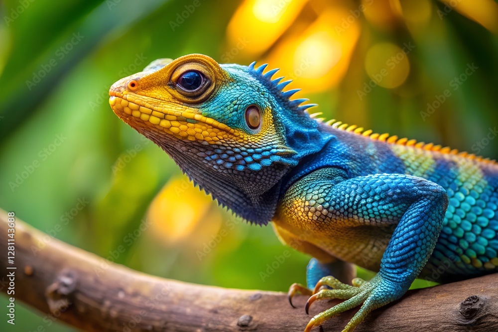 Vibrant Blue Lizard Perched on a Tree Branch in Nature
Vibrant Blue Lizard Perched on a Tree Branch in Nature