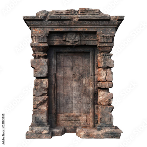 Wallpaper Mural Rusty and broken ancient temple door isolated on transparent background Torontodigital.ca