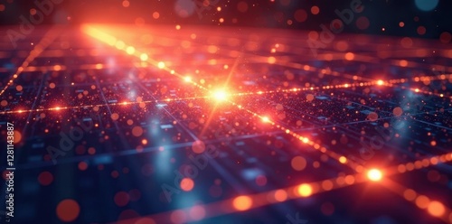 Shimmering solar cell array, glowing energy field, illustration, wallpaper
