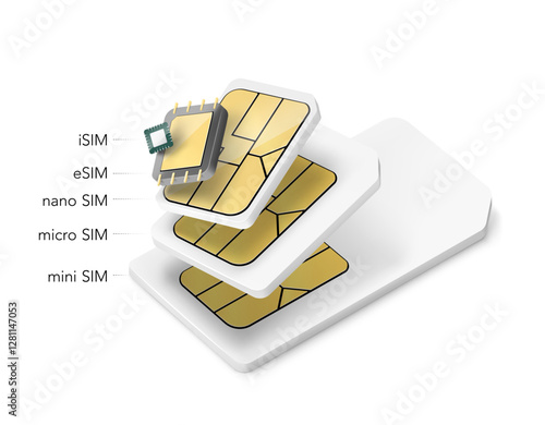 Set of SIM cards mockups. Realistic vector illustration isolated on white background. Can be use for template your design, presentation, promo, ad. EPS10.