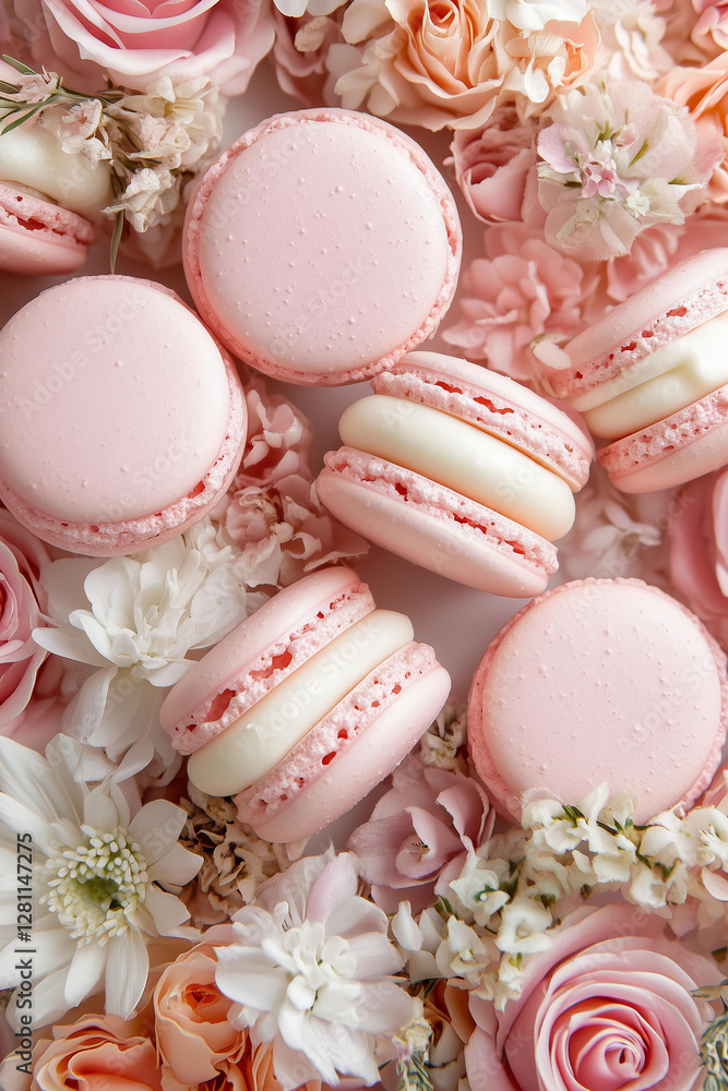 Blush Macaron Delight
An elegant arrangement of delicate pink and ivory macarons nestled among soft pastel flowers, including roses, peonies, and baby’s breath. Blush Macaron Delight
An elegant arrangement of delicate pink and ivory macarons nestled among soft pastel flowers, including roses, peonies, and baby’s breath.