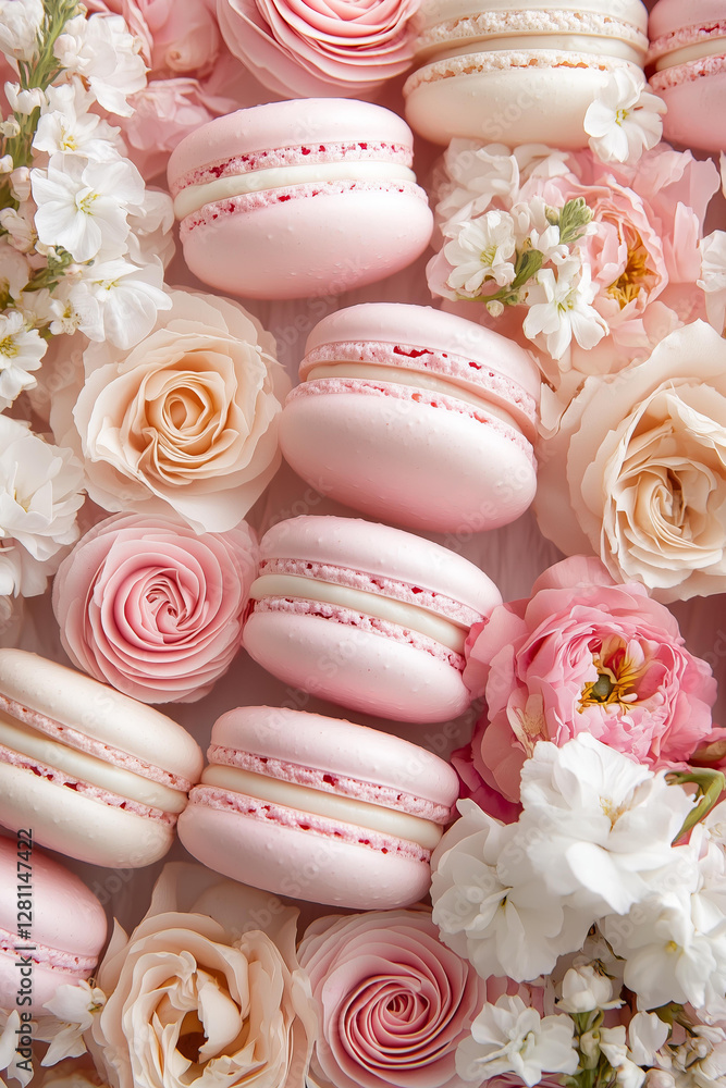 Blush Macaron Delight
An elegant arrangement of delicate pink and ivory macarons nestled among soft pastel flowers, including roses, peonies, and baby’s breath. Blush Macaron Delight
An elegant arrangement of delicate pink and ivory macarons nestled among soft pastel flowers, including roses, peonies, and baby’s breath.