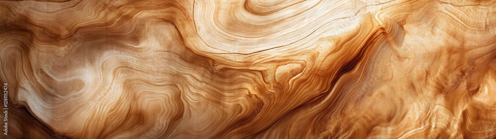 Fototapeta premium Beautifully swirling and flowing organic wood grain texture in shades of brown tan beige and golden tones This abstract natural backdrop has a clean modern and elegant feel perfect for branding