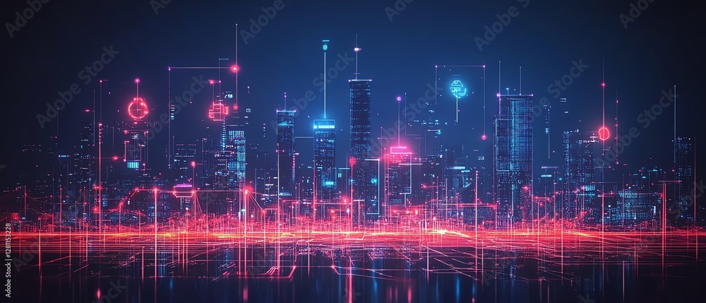 A futuristic cityscape with different buildings symbolizing distinct concepts, connected by glowing bridges and neon pathways, blending diverse ideas seamlessly A futuristic cityscape with different buildings symbolizing distinct concepts, connected by glowing bridges and neon pathways, blending diverse ideas seamlessly