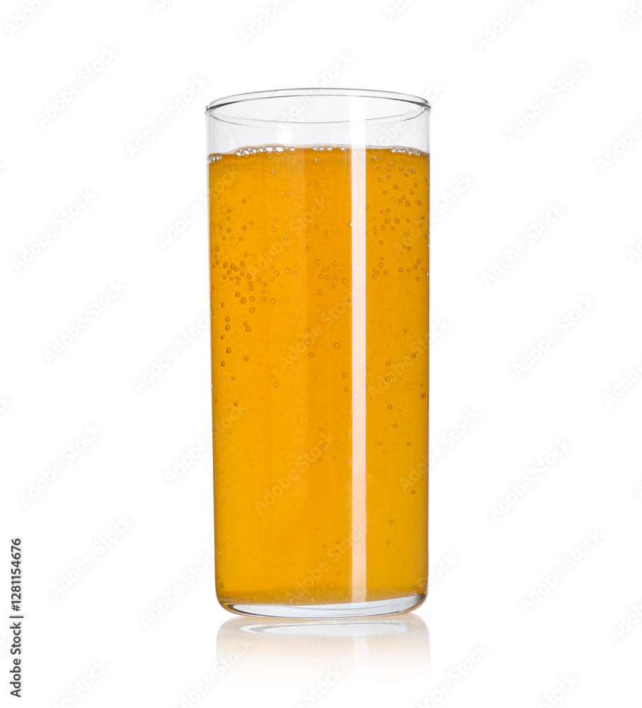 Sweet soda water in glass isolated on white Sweet soda water in glass isolated on white