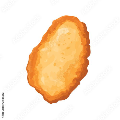 Flat vector schnitzel, minimalist design, isolated on a white background.


