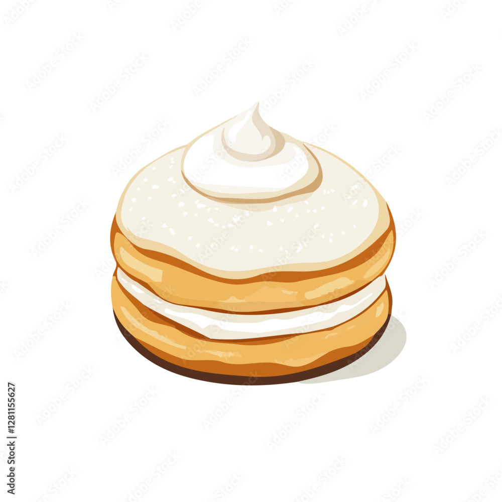 Flat vector semla, minimalist design, isolated on a white background.
Flat vector semla, minimalist design, isolated on a white background.
