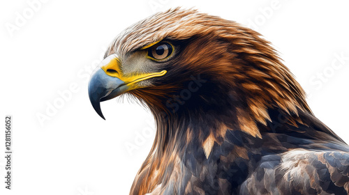 portrait of a bald eagle isolated on white background photo