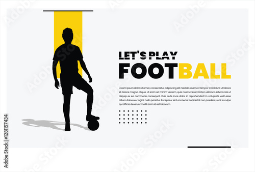 Let's Play Football Minimalist Silhouette Logo of a Young Male Soccer Player Stepping on the Ball in Clean Yellow and Black Design.jpg