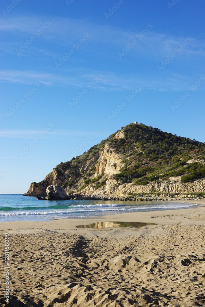 The panorama of Finestrat beach in Benidorm, Spain The panorama of Finestrat beach in Benidorm, Spain