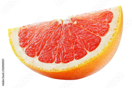 Fresh Sliced Grapefruit with Juicy Flesh and Vibrant Coloration on White Background