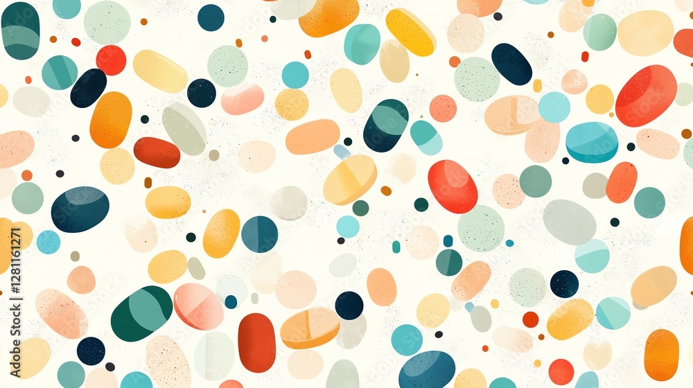 Minimalist seamless medical pattern featuring assorted pills, capsules, and tablets in soft pastel colors. Perfect for pharmaceutical and healthcare designs. Minimalist seamless medical pattern featuring assorted pills, capsules, and tablets in soft pastel colors. Perfect for pharmaceutical and healthcare designs.