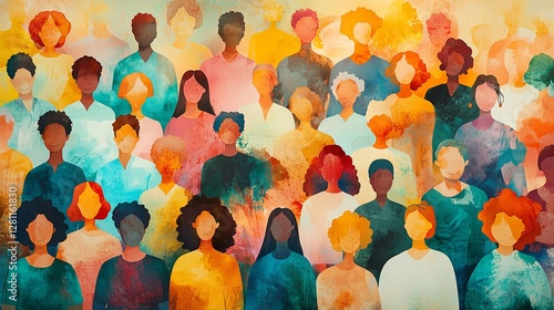 Warm watercolor collage of diverse happy families, celebrating multicultural health and wellness. Inclusive and positive atmosphere for healthcare themes.