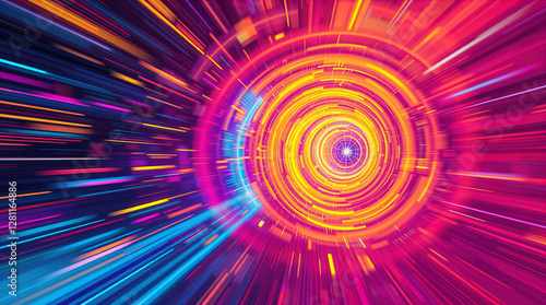 Obraz na płótnie abstract astral corridor-portal with bright neon light effects, spirals of light w salonie