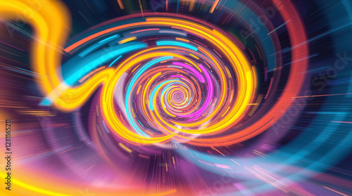 Obraz na płótnie abstract astral corridor-portal with bright neon light effects, spirals of light w salonie