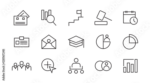 Headhunting line icon set. Career, resume, interview, candidate, analysis, email, diploma, leadership, briefcase, video calls, agendas line icon set. UI thin line icon pack.