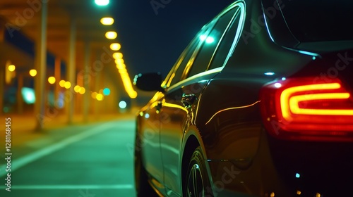 Golden Lights Create a Perfect Night Scene with a Stylish Car Backdrop