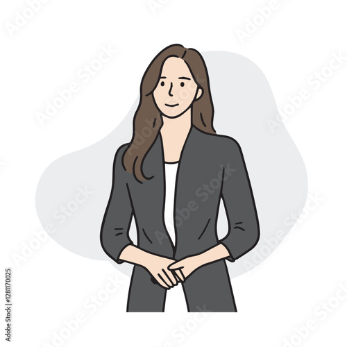 Illustration of a beautiful female anchor. Hand drawn person vector elements.