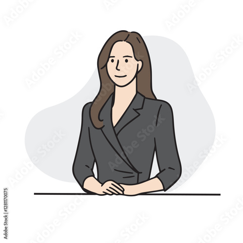 Illustration of a beautiful female anchor. Hand drawn person vector elements.