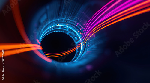 Obraz na płótnie abstract astral corridor-portal with bright neon light effects, spirals of light w salonie