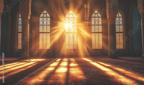 Sunlight pours in from the church window