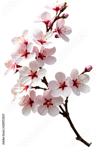 Cherry blossom branch PNG with delicate pink flowers and a transparent background. Perfect for floral designs, wedding invitations, spring themes, digital art, product packaging, branding, and decorat
